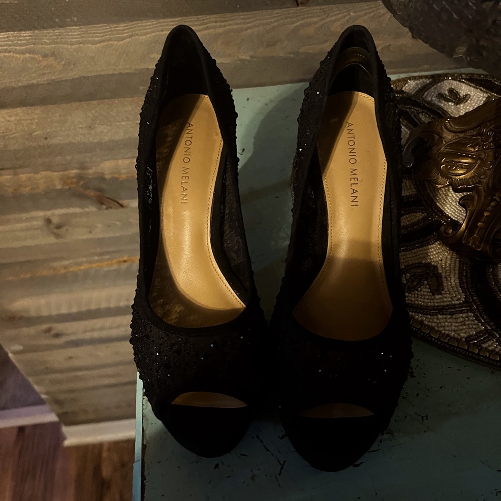 Antonio Melanin Lace Rhinestone Heels